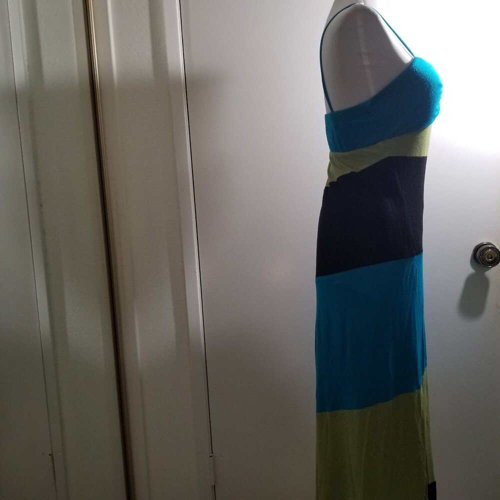 XOXO Maxi Long Dress in multi-colors (blue, green, black), size M - Picture 7 of 13
